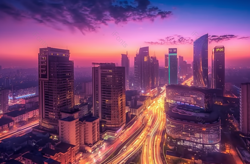 上海徐家汇夜景城市交通建筑物夜空晚霞城市生活紫色背景,高清,摄影图,摄影图片,图片大全,摄影图免费下载